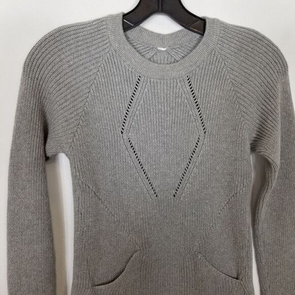 Lululemon The Sweater The Better Womens 4 Gray Long Sleeve Knit Pullover Jumper - Picture 2 of 7